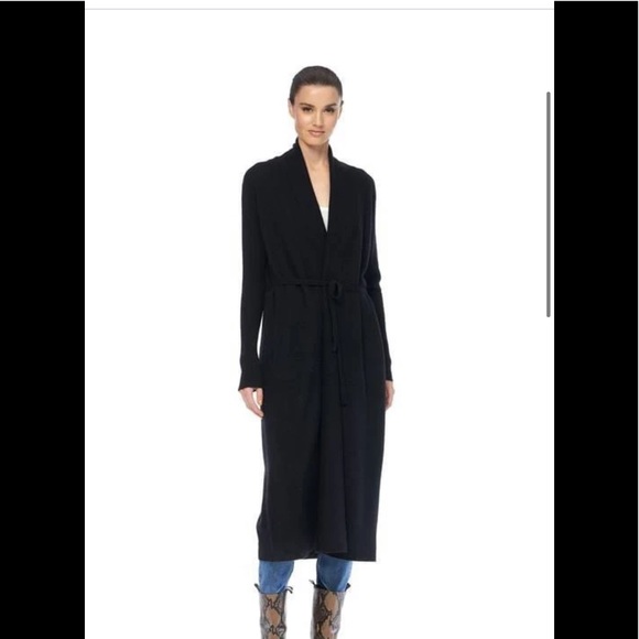 360 Cashmere Sweaters - 360 Cashmere black long belted sweater